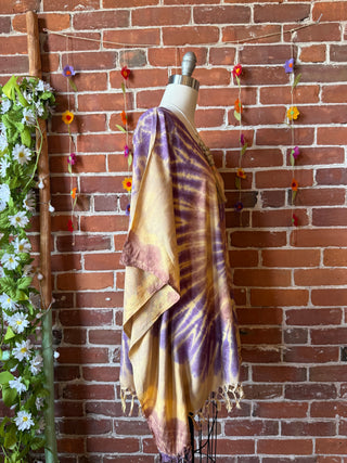Spiral Earthy Dusk Tie Dye Fringe Poncho