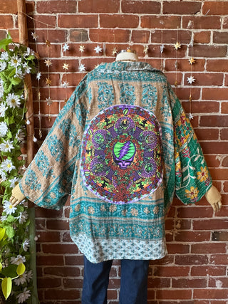 OOAK Autumn Collection - Upcycled Grateful Dead Inspired Boho Vintage Kantha Jacket
