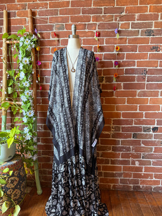 Black Paisley Grateful Dead Skull Roses Inspired Kimono