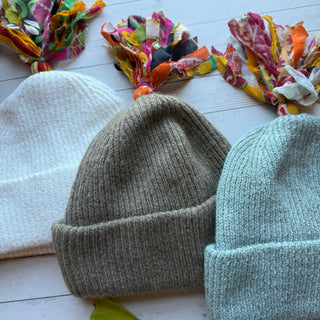 OOAK Autumn Collection - Kantha Tassel Pom Pom Beanies