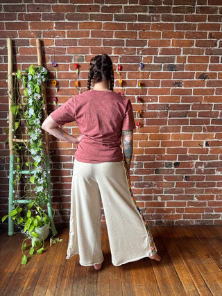 Grateful Dead Inpsired Crochet Panel Lounge Pants - Oatmeal