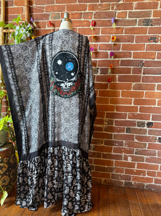 Black Paisley Grateful Dead Skull Roses Inspired Kimono
