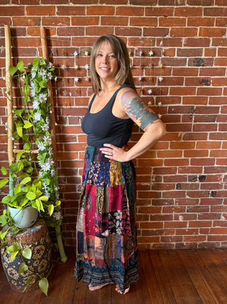 Boho Vibes Earth Tones Patchwork Skirt / Dress