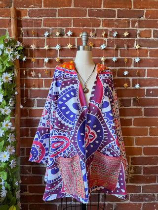 OOAK Autumn Collection - Upcycled Patchwork Mixed Fabric Bell Sleeve Robe