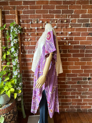 OOAK Autumn Collection- Upcycled Stevie Nicks Inspired Hi Lo Kantha Poncho Sweatshirt