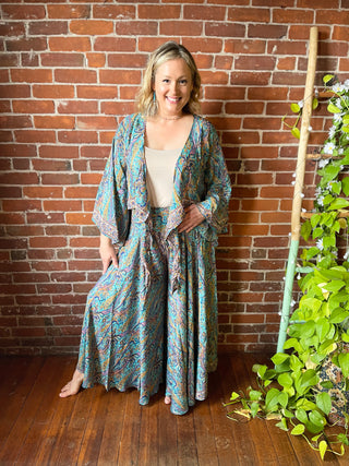 The Muse In Turquoise  Top + Pants Combo