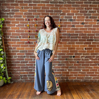 Grateful Dead Inpsired Crochet Panel Lounge Pants