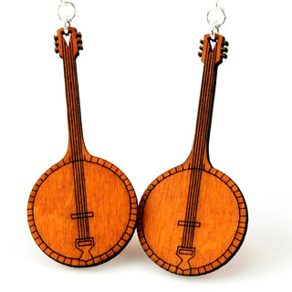 Wooden Banjo Earrings