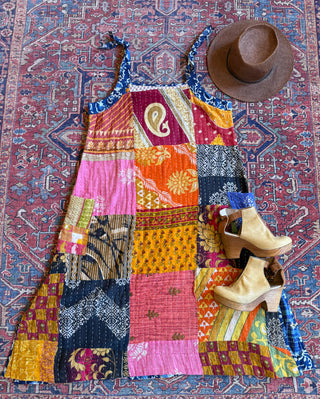 Patchwork Kantha Solstice Midi Dress