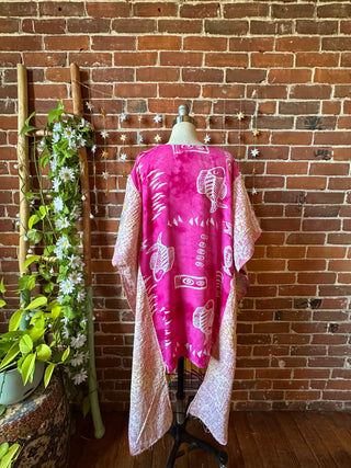 OOAK Autumn Collection - Upcycled Batik Tie Dye Kantha Hi Lo Poncho Tunic Top