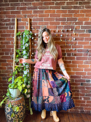 Boho Vibes Earth Tones Patchwork Skirt / Dress