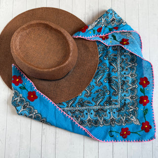 Floral Embroidered Paisley Bandana Headband