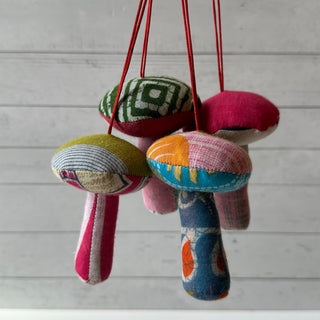 Recycled Mushroom Sari Ornament Decoration