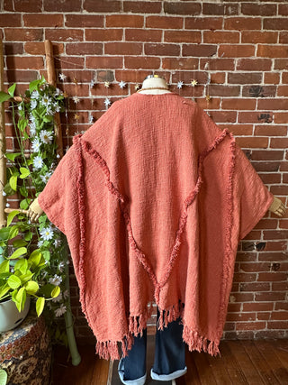 OOAK Autumn Collection - Upcycled Cotton Fringe Dreams Ruana Robe