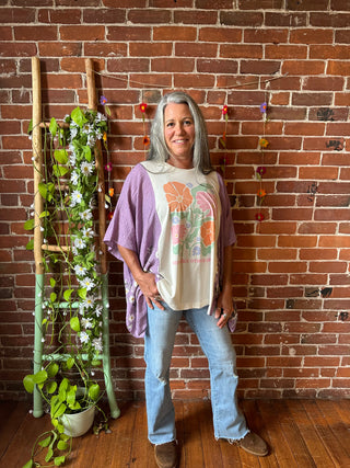 Not Like Other Girls Floral Daisy Embroidered Floral Poncho