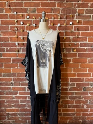 Fleetwood Mac Dreams Inspired Hybrid Black Embroidered Hi Lo Top
