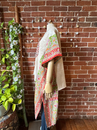 OOAK Autumn Collection- Upcycled Stevie Nicks Inspired Hi Lo Kantha Poncho Sweatshirt