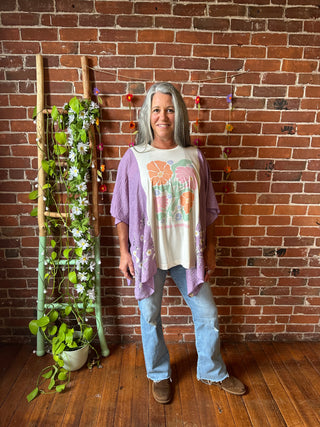 Not Like Other Girls Floral Daisy Embroidered Floral Poncho