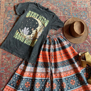 Stay Wild Moon Child Mineral Wash TShirt -Charcoal