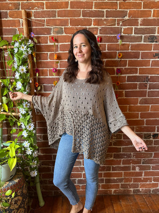 100% Cotton Autumn Stroll Knit Layering Sweater - Taupe