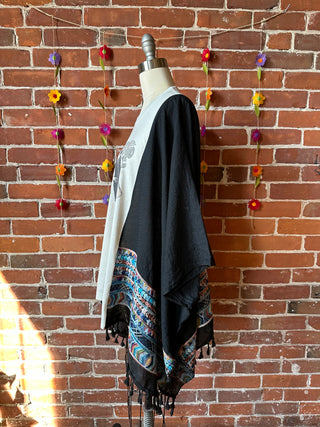 Fleetwood Mac Dreams Inspired Black Tassel Embroidered Poncho