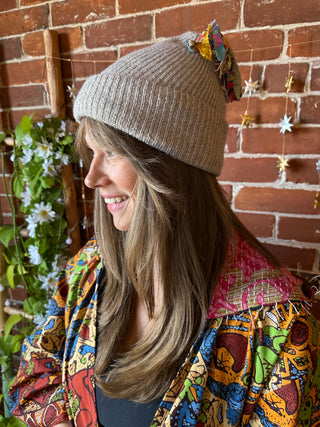 OOAK Autumn Collection - Kantha Tassel Pom Pom Beanies