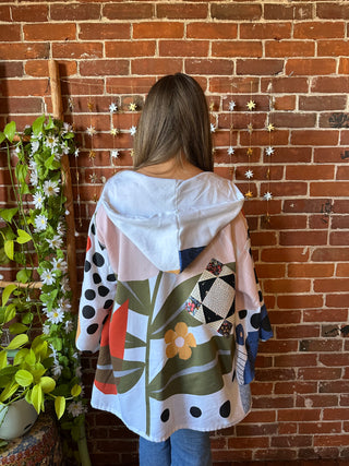 OOAK Autumn Collection - Upcycled Boho Floral Bell Sleeve Patchwork Hoodie Robe