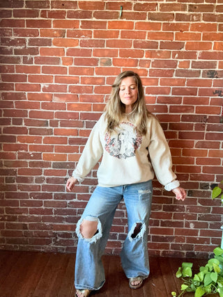 Stevie Nicks Bleach Detail Comfy Boho Sweatshirt