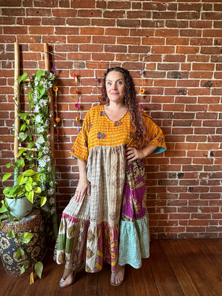 Coffee In The Morning Kantha Dress - Fits up to 3X