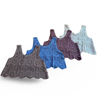 Boho Crochet Overlay Tank - Mocha