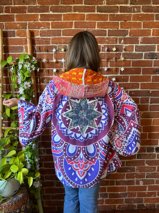 OOAK Autumn Collection - Upcycled Patchwork Mixed Fabric Bell Sleeve Robe