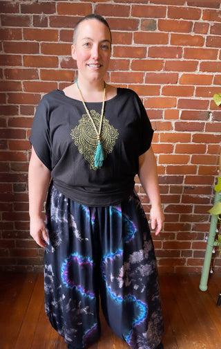 Henna Moon Pattern Bamboo Dolman Top