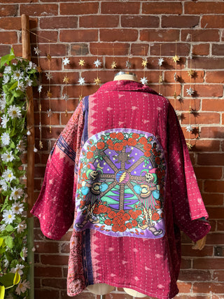 OOAK Autumn Collection - Upcycled Grateful Dead Inspired Boho Vintage Kantha Jacket