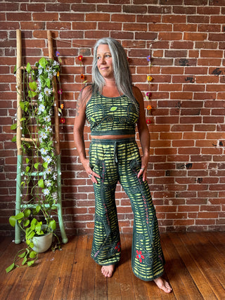 100% Cotton Green Forest Tie Dye Crop Bralette Top