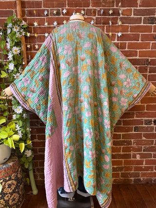 OOAK Autumn Collection-Reversible Stardust Kantha Ruana Jacket With Pockets