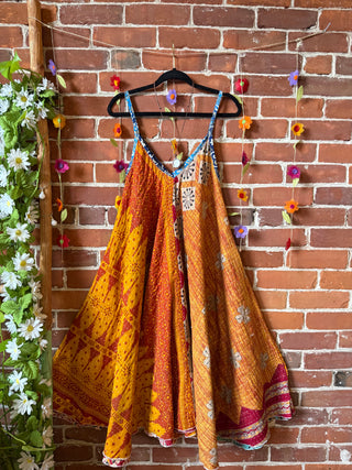 Coffee In The Morning Kantha Summer Midi Dress With Pockets - Fits up to 2X