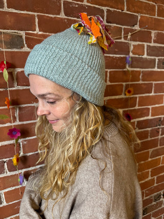 OOAK Autumn Collection - Kantha Tassel Pom Pom Beanies
