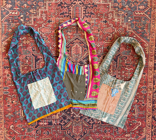 Mystery Print Recycled Sari Farmers Market Bag