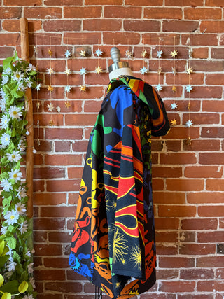 OOAK Autumn Collection - Upcycled Grateful Dead Inspired Mix Fabric Bell Sleeve Robe