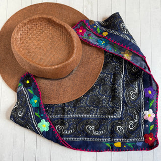 Floral Embroidered Paisley Bandana Headband
