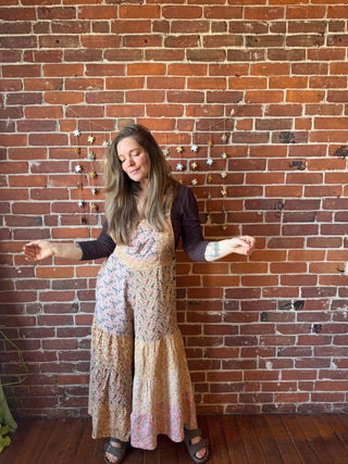Spring Soul Patchwork Flowy Wide Leg Overalls