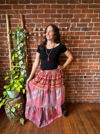 Autumn Breeze Kantha Tiered Skirt