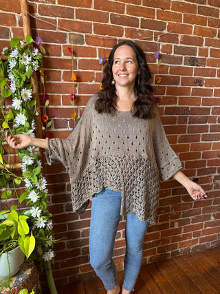 100% Cotton Autumn Stroll Knit Layering Sweater - Taupe