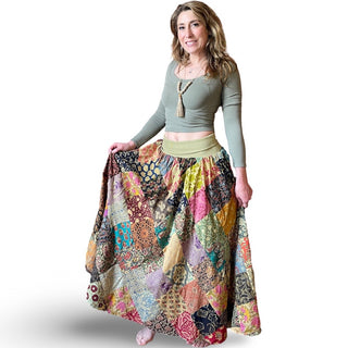 Yoga Waistband Patchwork Boho Festival Skirt / Dress