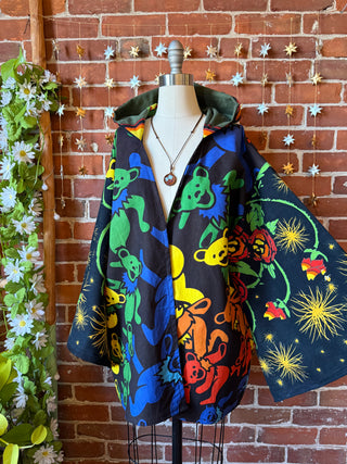 OOAK Autumn Collection - Upcycled Grateful Dead Inspired Mix Fabric Bell Sleeve Robe