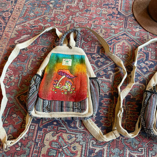 Tie Dye Hemp Magic Mushroom + Froggie  Backpack -Multiple Colors