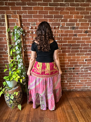 Autumn Breeze Kantha Tiered Skirt
