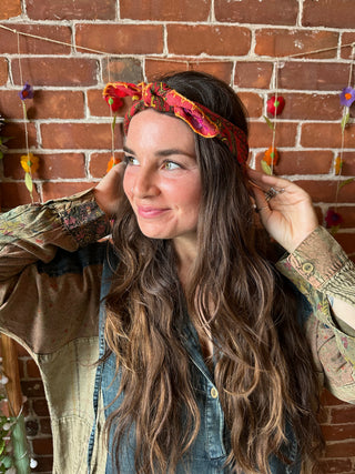 Floral Embroidered Paisley Bandana Headband