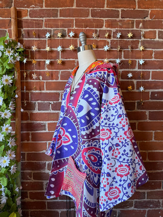 OOAK Autumn Collection - Upcycled Patchwork Mixed Fabric Bell Sleeve Robe