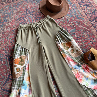 OOAK Autumn Collection- Luna Butterfly Upcycled Cropped Wide Leg Lounge Pants